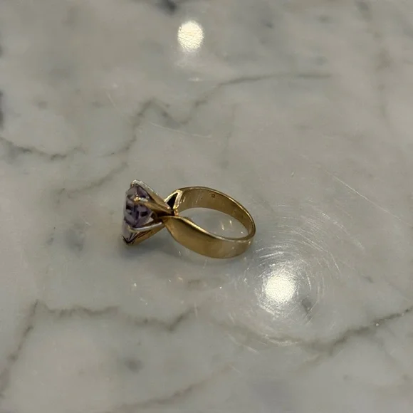 14k GOLD & AMETHYST Rose de France Cocktail Ring, Circa 1960s–70s - Picture 6 of 8